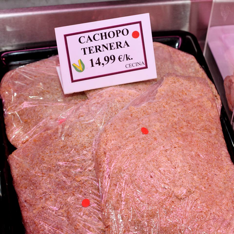 cachopos preparados en carnicería de Gijón